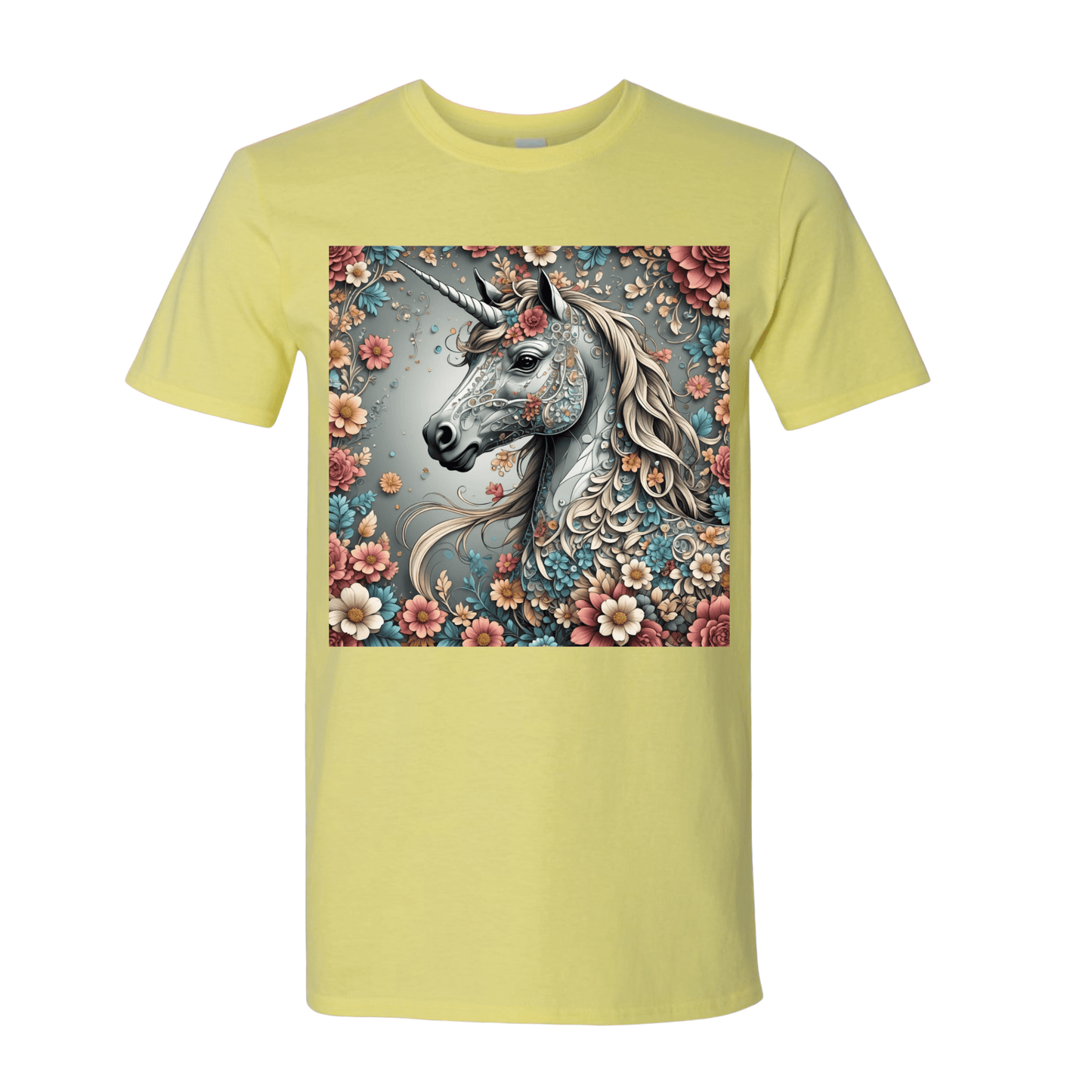 T-Shirt Cornsilk / S Blossoming Magic Unicorn T-Shirt Blossoming Magic Unicorn T-Shirt