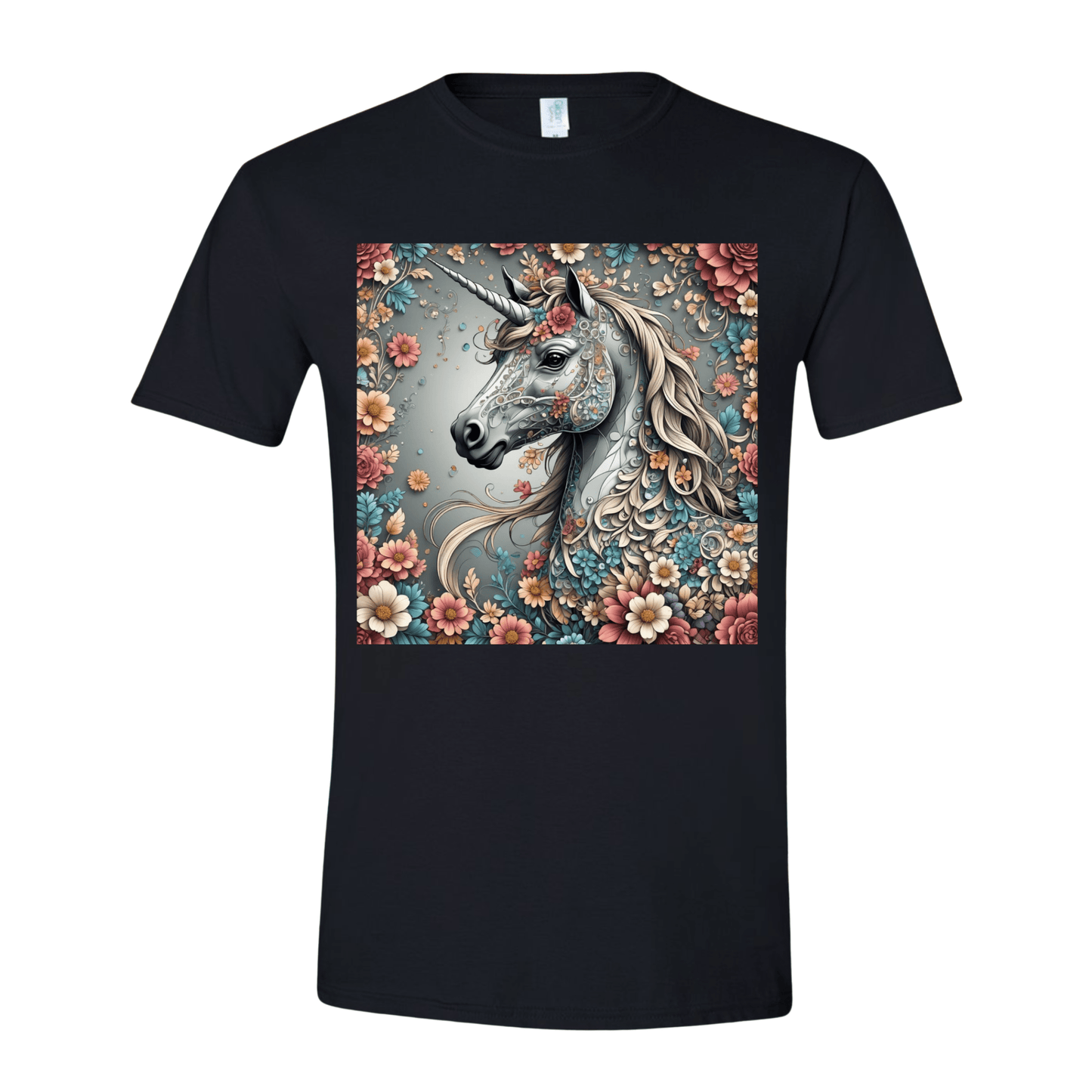 T-Shirt Black / S Blossoming Magic Unicorn T-Shirt Blossoming Magic Unicorn T-Shirt