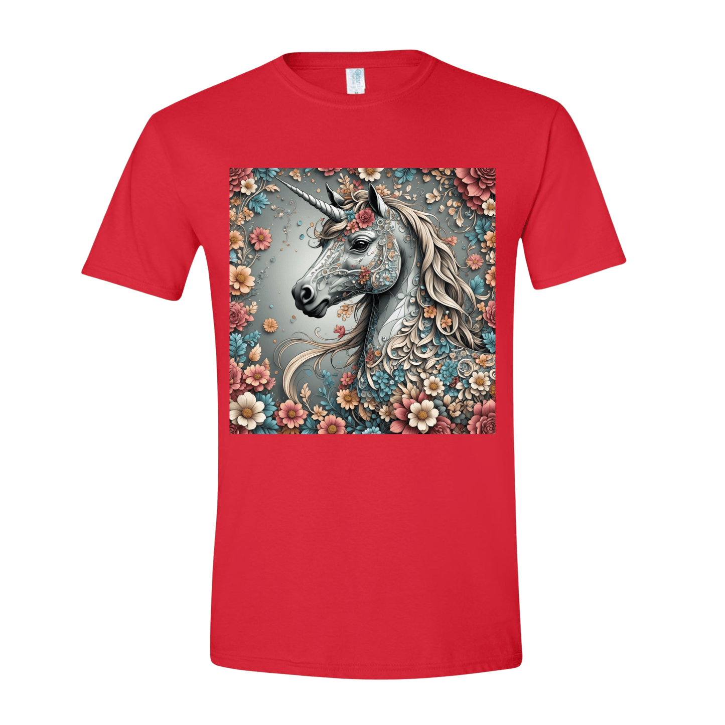 T-Shirt Red / S Blossoming Magic Unicorn T-Shirt Blossoming Magic Unicorn T-Shirt