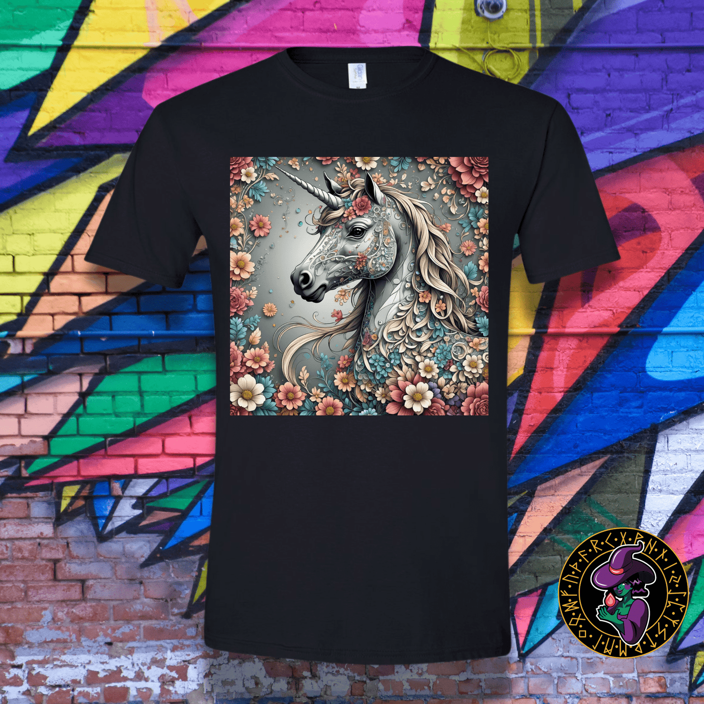 T-Shirt Black / S Blossoming Magic Unicorn T-Shirt Blossoming Magic Unicorn T-Shirt