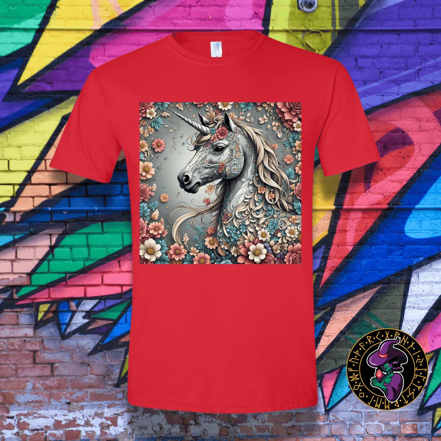 T-Shirt Red / S Blossoming Magic Unicorn T-Shirt Blossoming Magic Unicorn T-Shirt