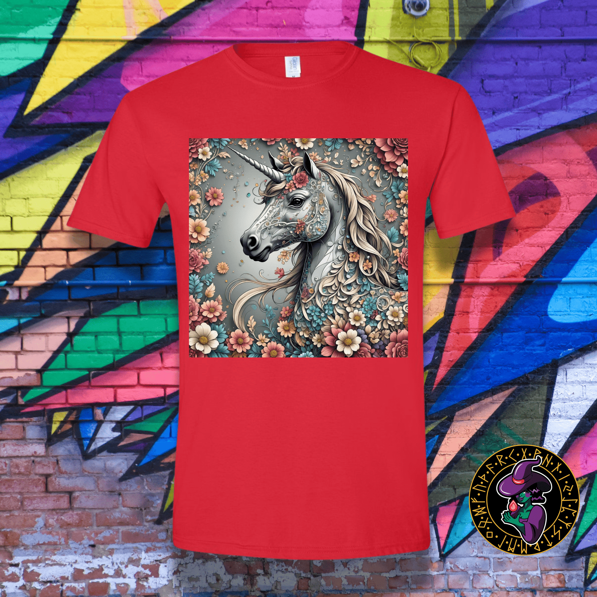 T-Shirt Red / S Blossoming Magic Unicorn T-Shirt Blossoming Magic Unicorn T-Shirt