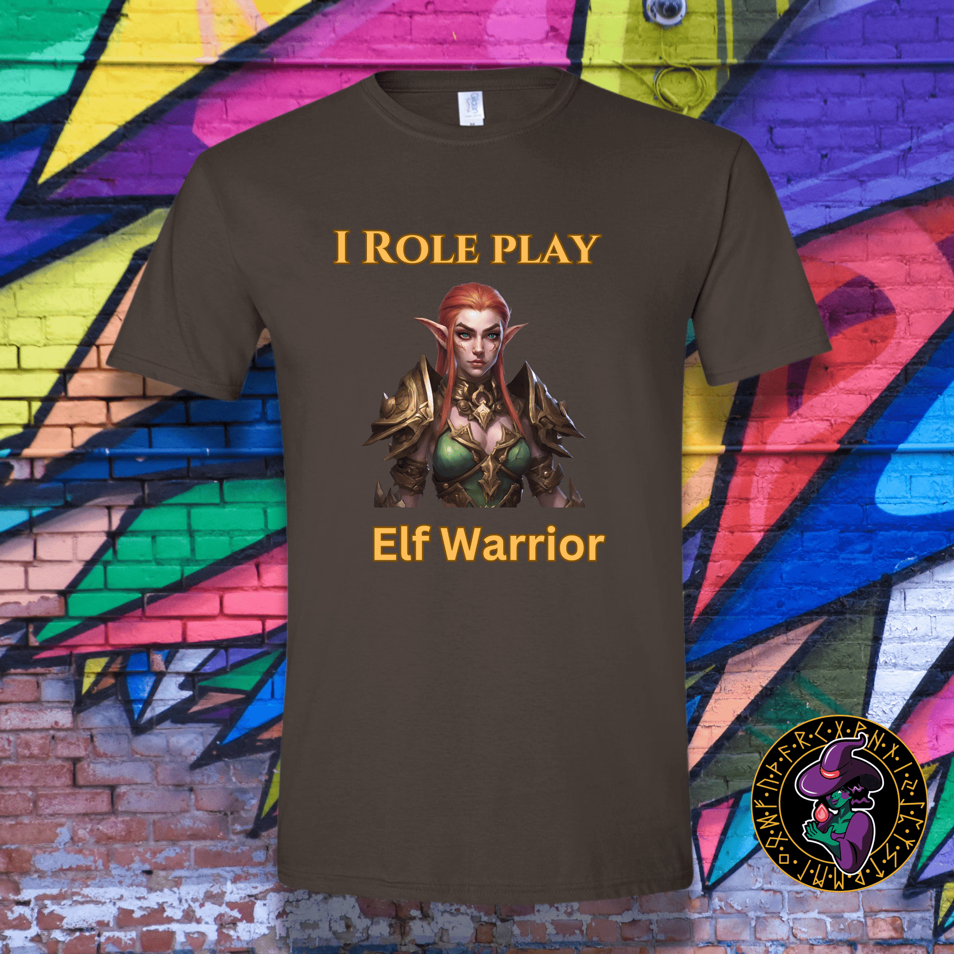 T-Shirt Dark Chocolate / S Female Elf: I Role Play Elf Warrior T-Shirt Female Elf: I Role Play Elf Warrior T-Shirt