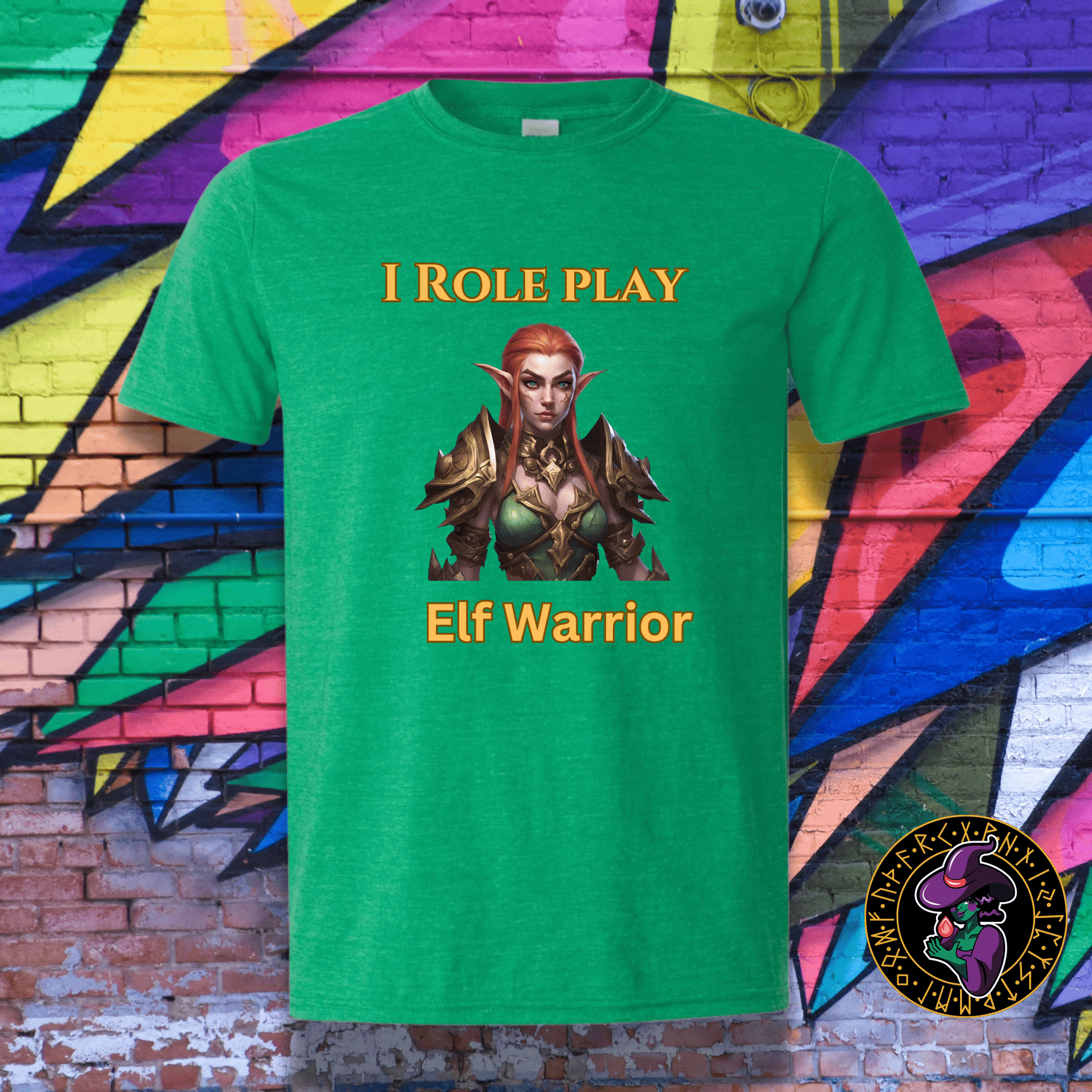 T-Shirt Heather Irish Green / S Female Elf: I Role Play Elf Warrior T-Shirt Female Elf: I Role Play Elf Warrior T-Shirt