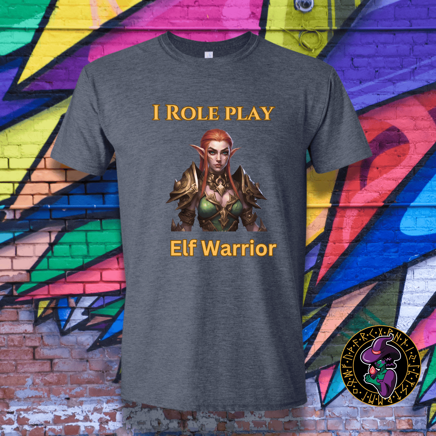 T-Shirt Heather Navy / S Female Elf: I Role Play Elf Warrior T-Shirt Female Elf: I Role Play Elf Warrior T-Shirt