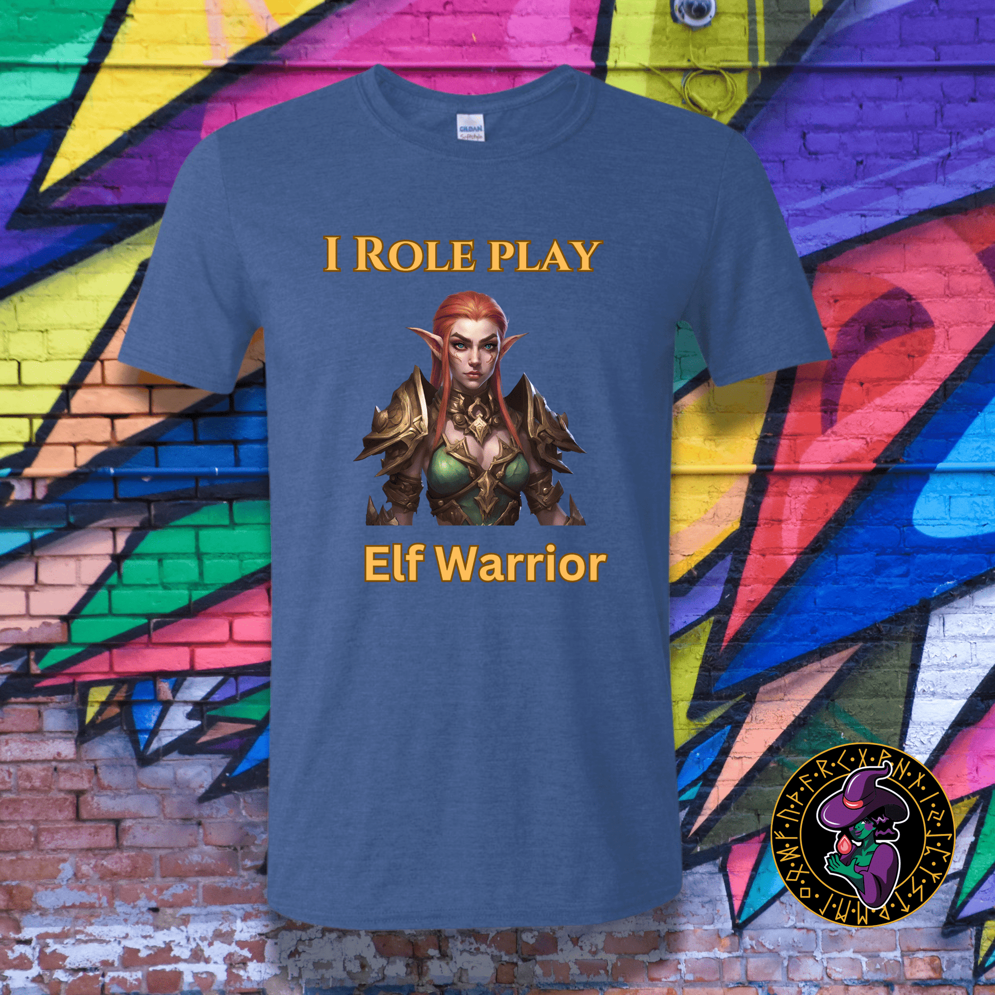 T-Shirt Heather Royal / S Female Elf: I Role Play Elf Warrior T-Shirt Female Elf: I Role Play Elf Warrior T-Shirt