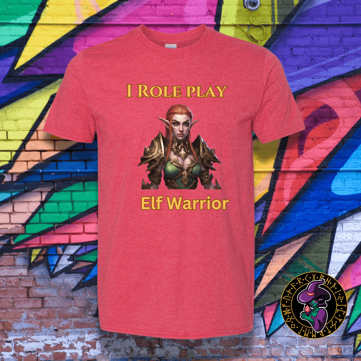 T-Shirt Heather Red / S Female Elf: I Role Play Elf Warrior T-Shirt Female Elf: I Role Play Elf Warrior T-Shirt