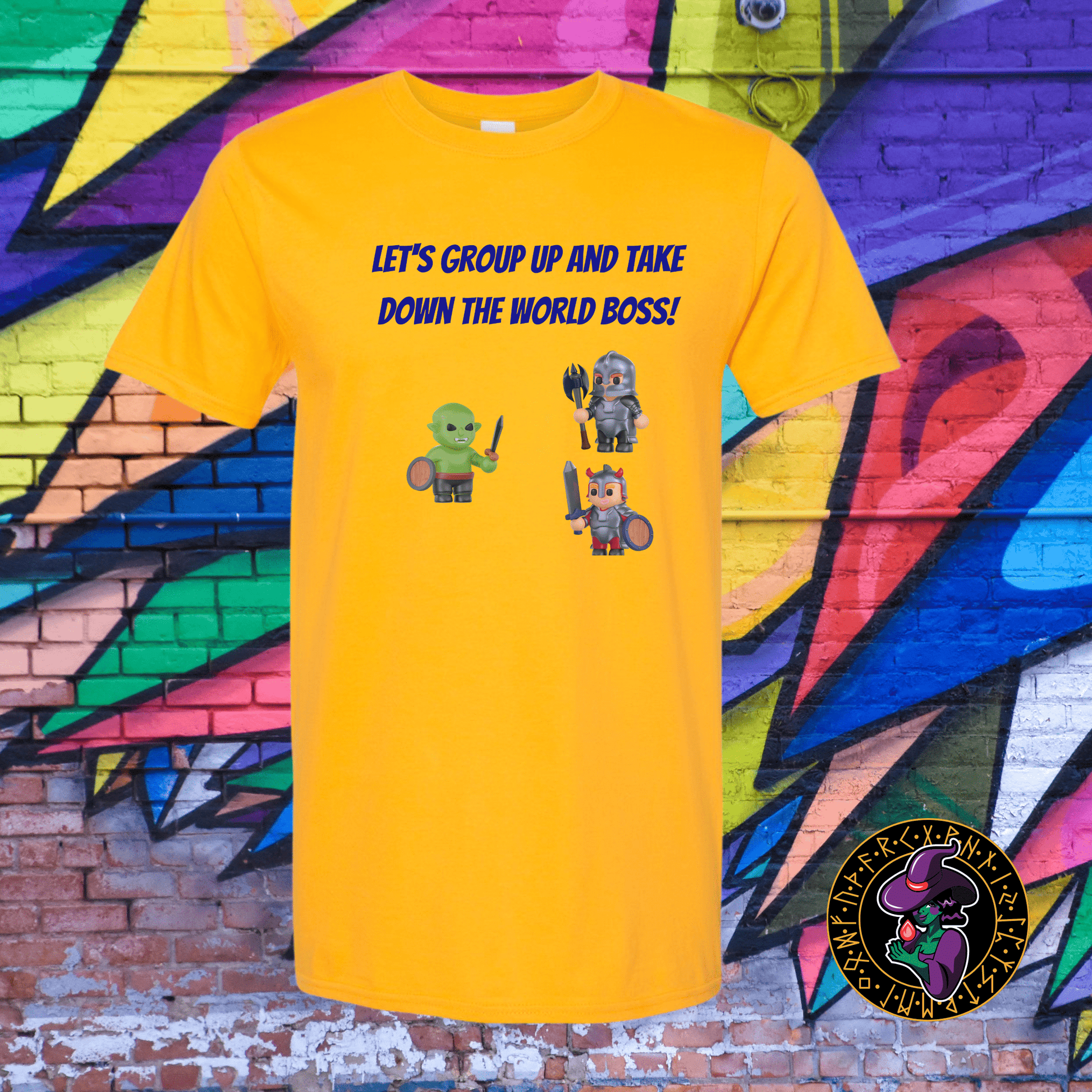 T-Shirt Gold / S Let's group up and take down that world boss! T-Shirt