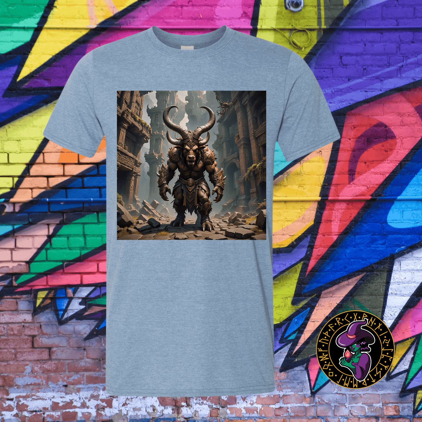 T-Shirt Heather Indigo / S Menacing Minotaur T-Shirt Menacing Minotaur T-Shirt