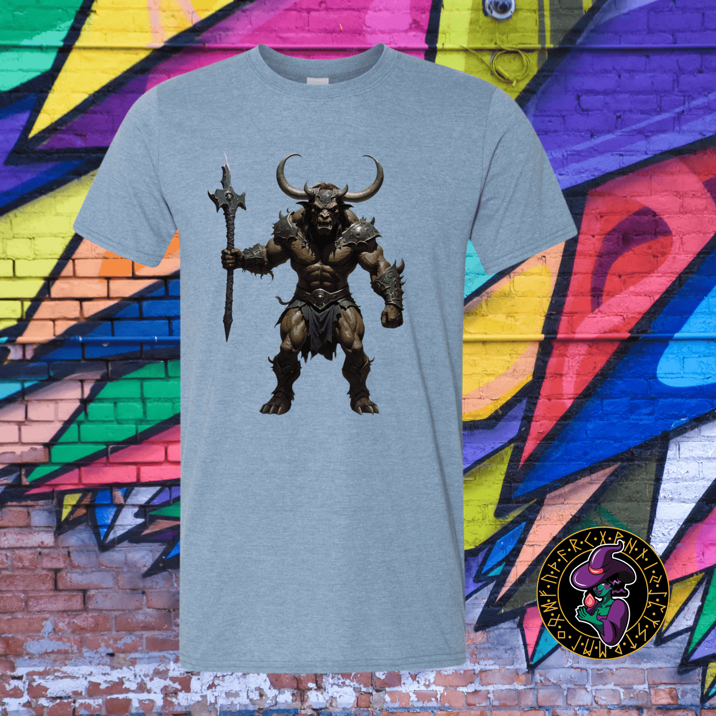 T-Shirt Heather Indigo / S Minotaur Warrior  T-Shirt Minotaur Warrior  T-Shirt