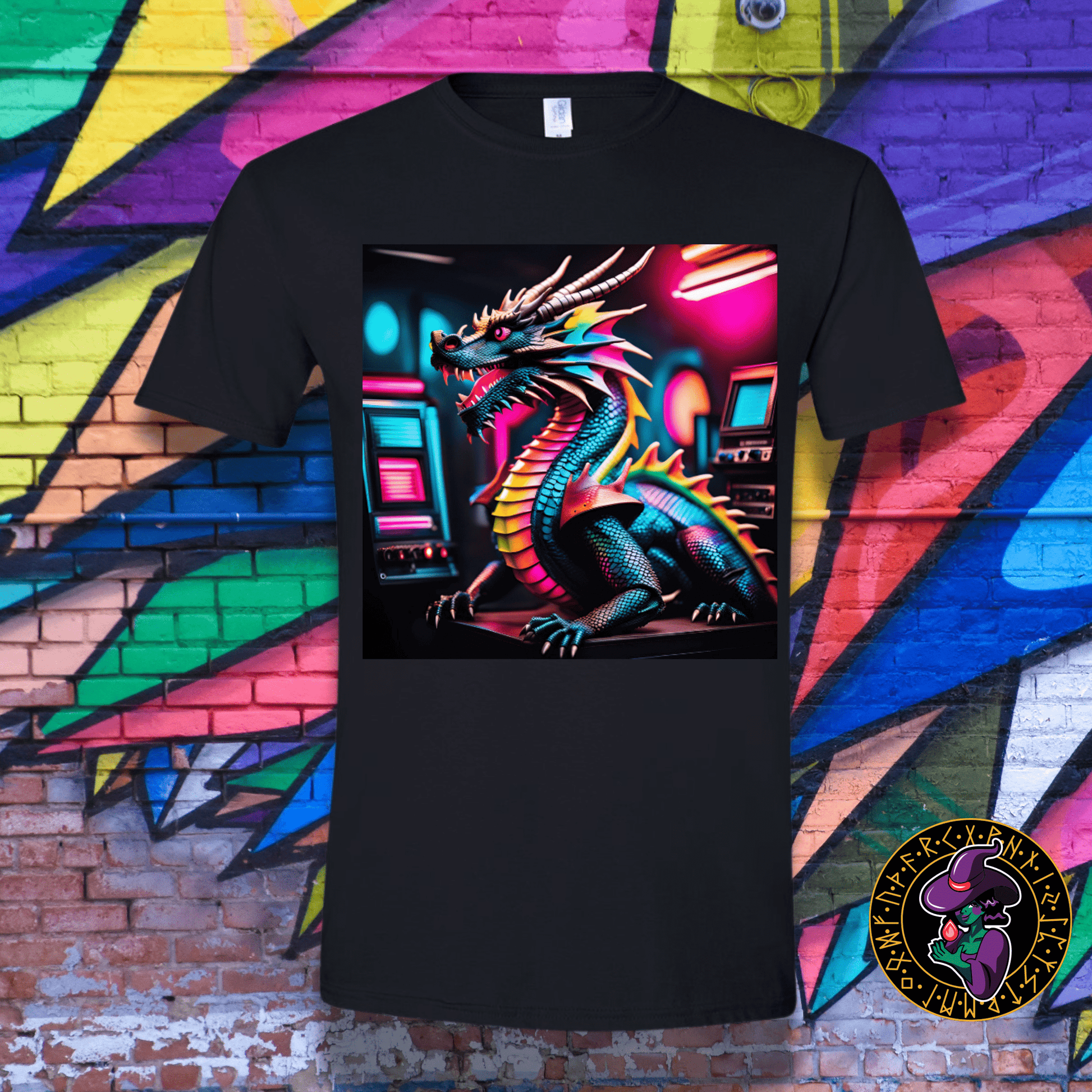 T-Shirt Black / S Rainbow Neon Dragon T-Shirt Rainbow Neon Dragon T-Shirt