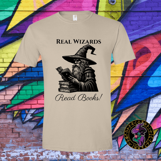 T-Shirt Sand / S Real Wizards Read Books T-Shirt