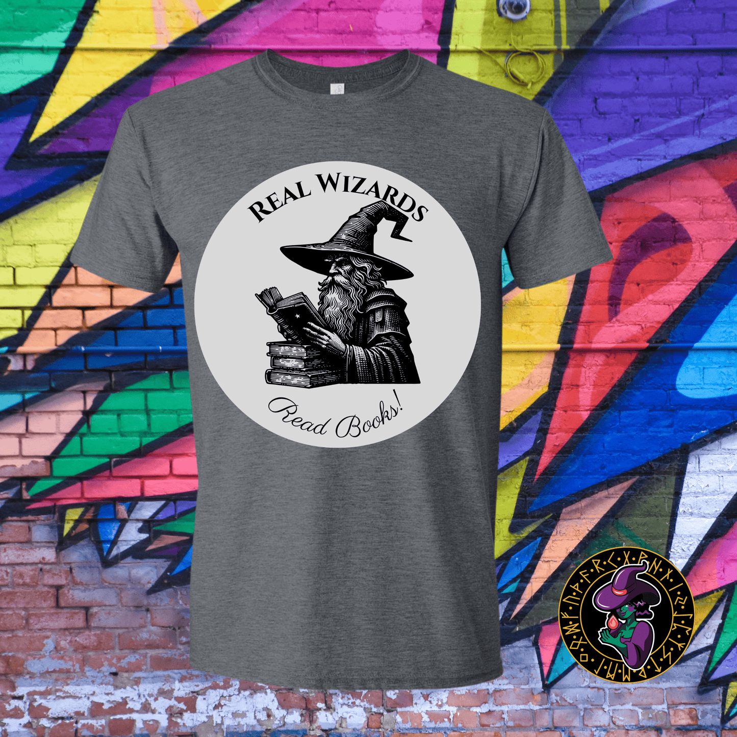 T-Shirt Dark Heather / S Real Wizards Read Books V2 T-Shirt